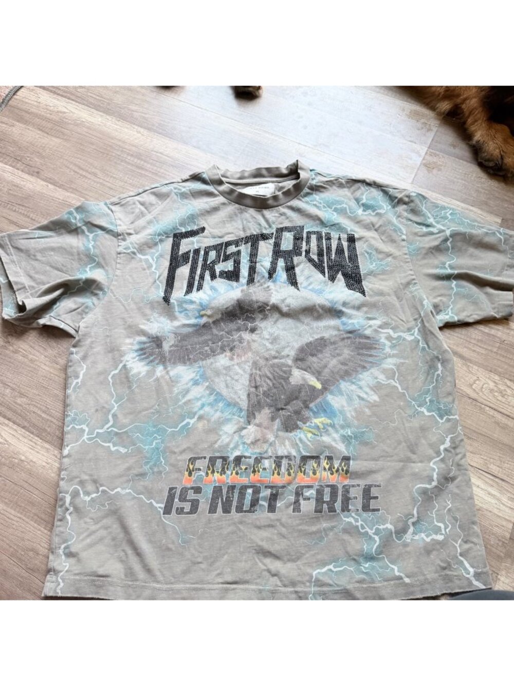 First Row Freedom Eagle Graphic T-Shirt XL Lightning Print Soft Cotton Blend Gra